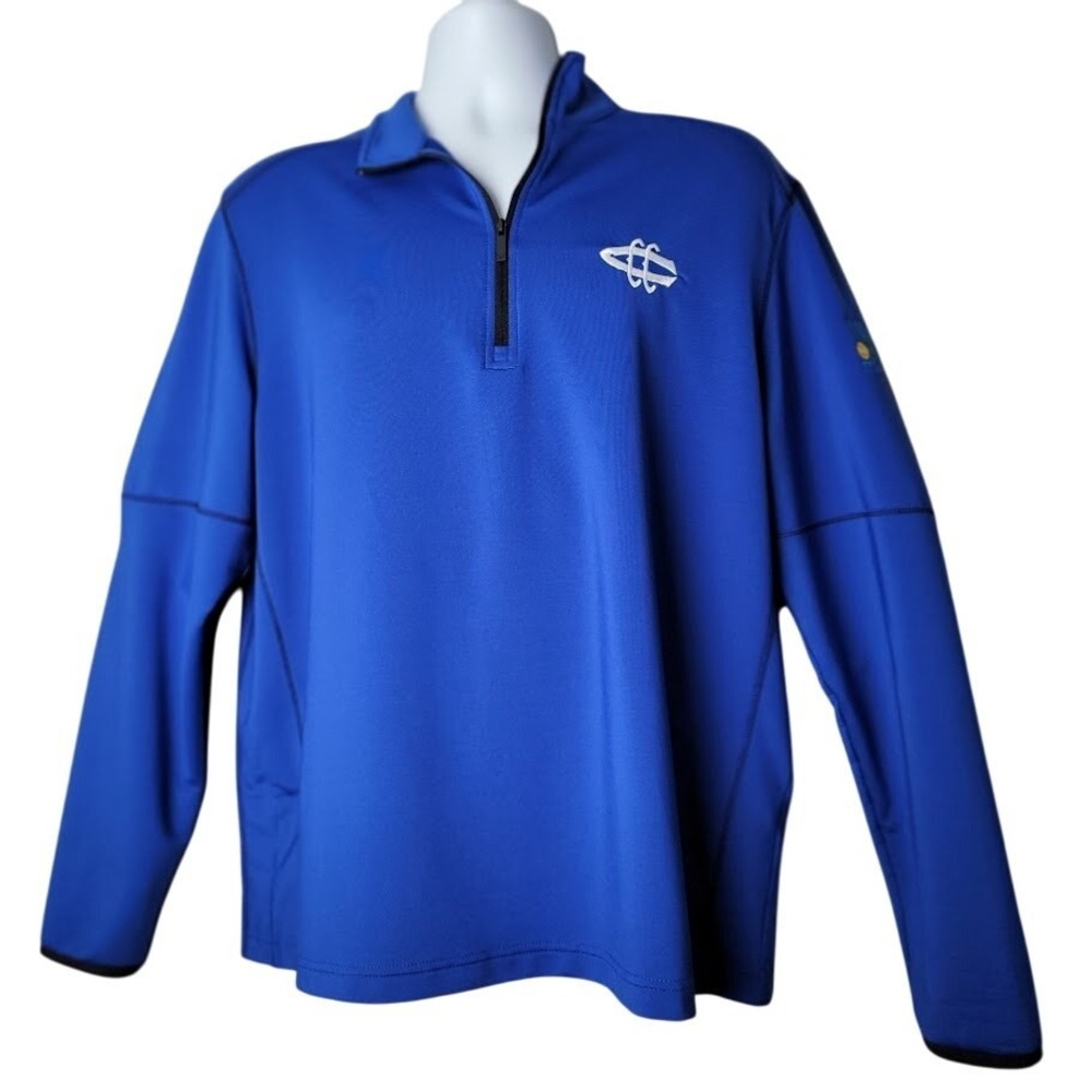 Callaway Blue Quarter Zip Pullover M Golf Cystic Fibrosis Logo Weather Series‎